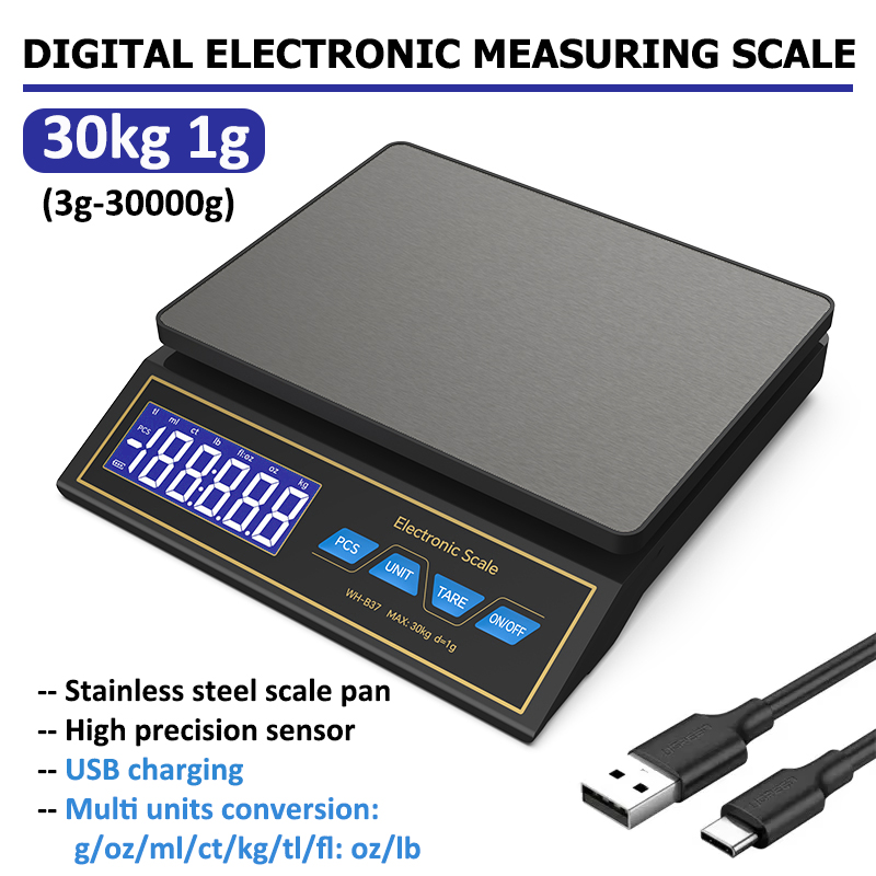 Electronics Repair Shops - LCD 디지털 주방 저울 30kg/1g 충전식