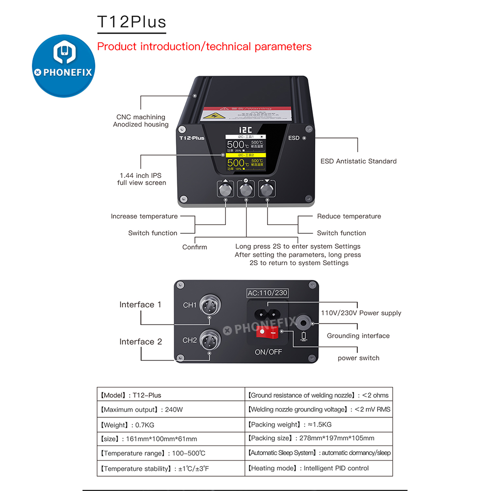 i2C T12 PLUS 납땜 스테이션 듀얼 핸들 T12 - Electronics Repair Plus 리뷰 및 가격